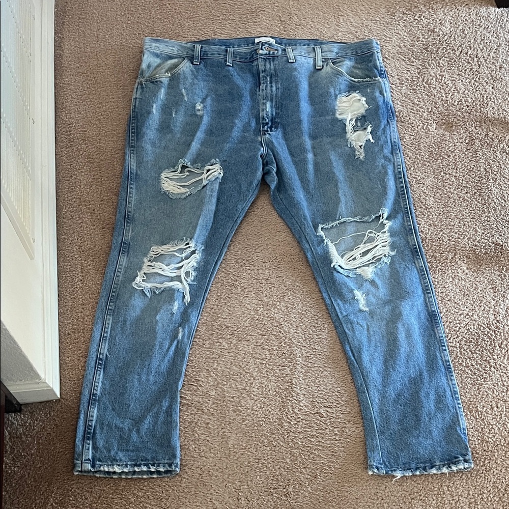 Distressed Blue Jeans